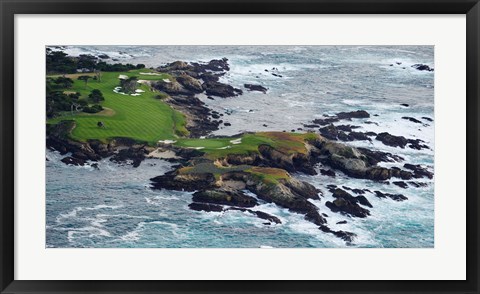 Framed Golf course on an island, Pebble Beach Golf Links, Pebble Beach, Monterey County, California, USA Print