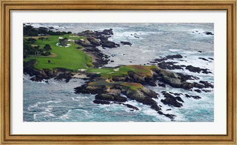 Framed Golf course on an island, Pebble Beach Golf Links, Pebble Beach, Monterey County, California, USA Print