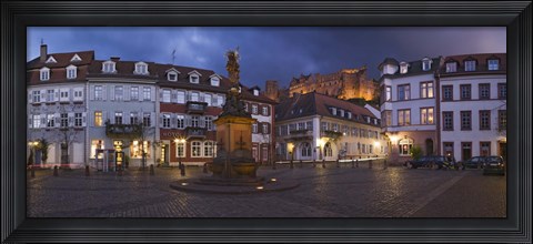 Framed Castle in town square at dusk, Kornmarkt, Baden-Wurttemberg, Germany Print