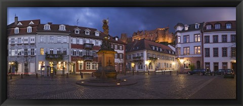 Framed Castle in town square at dusk, Kornmarkt, Baden-Wurttemberg, Germany Print