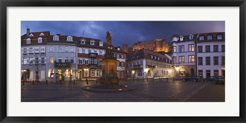 Framed Castle in town square at dusk, Kornmarkt, Baden-Wurttemberg, Germany Print