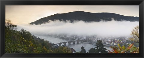 Framed City viewed from Philosopher&#39;s Way at morning, Heidelberg, Baden-Wurttemberg, Germany Print