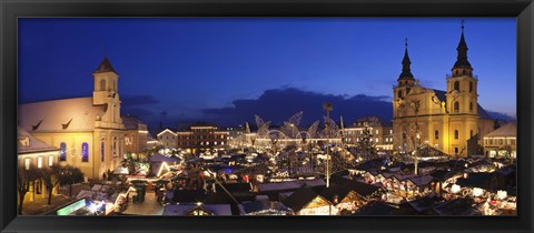 Framed Christmas market lit up at night, Ludwigsburg, Baden-Wurttemberg, Germany Print