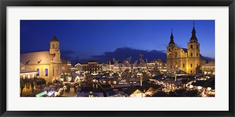 Framed Christmas market lit up at night, Ludwigsburg, Baden-Wurttemberg, Germany Print