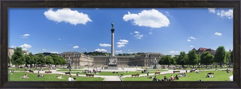 Framed Tourists at a town square, New Palace, Schlossplatz, Stuttgart, Baden-Wurttemberg, Germany Print