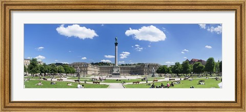 Framed Tourists at a town square, New Palace, Schlossplatz, Stuttgart, Baden-Wurttemberg, Germany Print