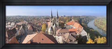Framed Old town viewed from Blue Tower, Bad Wimpfen, Baden-Wurttemberg, Germany Print