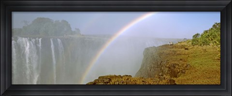 Framed Rainbow form in the spray created by the water cascading over the Victoria Falls, Zimbabwe Print