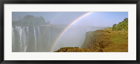 Framed Rainbow form in the spray created by the water cascading over the Victoria Falls, Zimbabwe Print