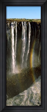 Framed Rainbow forms in the water spray in the gorge at Victoria Falls, Zimbabwe Print