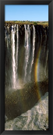 Framed Rainbow forms in the water spray in the gorge at Victoria Falls, Zimbabwe Print