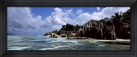 Framed Rock formations at the coast, Anse Source d&#39;Argent, La Digue Island, Seychelles Print
