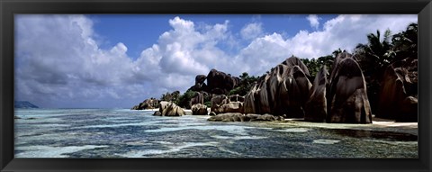 Framed Rock formations at the coast, Anse Source d&#39;Argent, La Digue Island, Seychelles Print