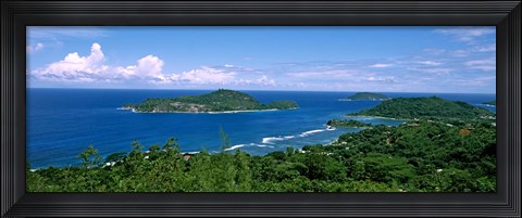 Framed View over Anse L&#39;Islette and Therese Island, Seychelles Print