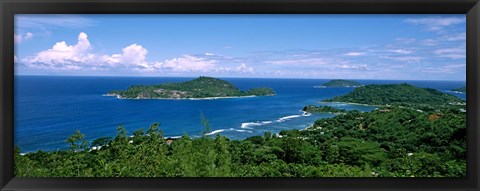 Framed View over Anse L&#39;Islette and Therese Island, Seychelles Print