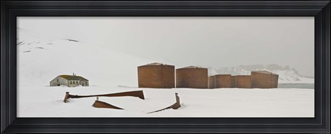 Framed Abandoned British bases at Whalers Bay, Deception Island, Bransfield Strait, South Shetland Islands, Antarctic Peninsula Print