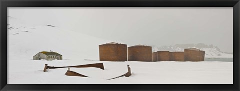 Framed Abandoned British bases at Whalers Bay, Deception Island, Bransfield Strait, South Shetland Islands, Antarctic Peninsula Print