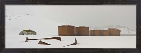 Framed Abandoned British bases at Whalers Bay, Deception Island, Bransfield Strait, South Shetland Islands, Antarctic Peninsula Print