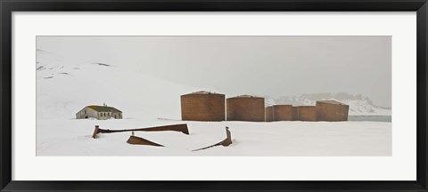 Framed Abandoned British bases at Whalers Bay, Deception Island, Bransfield Strait, South Shetland Islands, Antarctic Peninsula Print