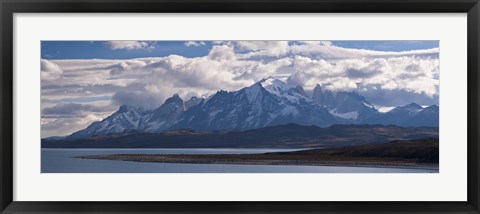 Framed Snow covered mountain range, Torres Del Paine, Torres Del Paine National Park, Chile Print