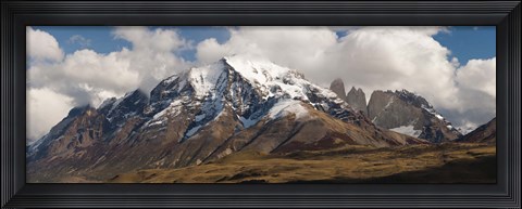 Framed Clouds over snowcapped mountains, Towers of Paine, Mt Almirante Nieto, Torres Del Paine National Park, Chile Print