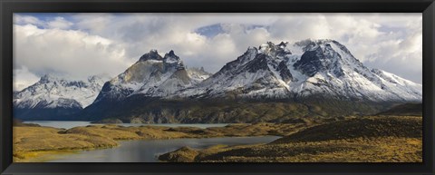 Framed Clouds over snowcapped mountain, Grand Paine, Mt Almirante Nieto, Torres Del Paine National Park, Chile Print