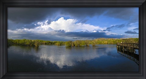 Framed Reflection of clouds in a lake, Everglades National Park, Florida, USA Print
