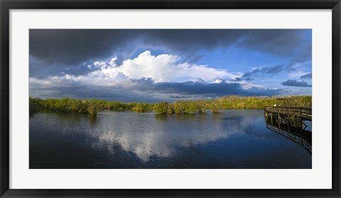 Framed Reflection of clouds in a lake, Everglades National Park, Florida, USA Print