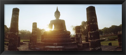 Framed Statue of Buddha at sunset, Sukhothai Historical Park, Sukhothai, Thailand Print