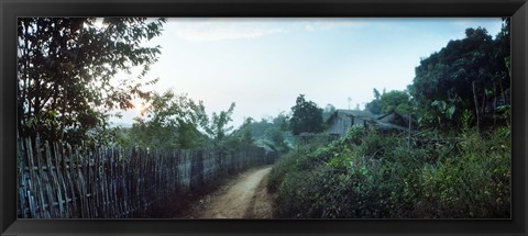 Framed Dirt road passing through an indigenous village, Chiang Mai, Thailand Print