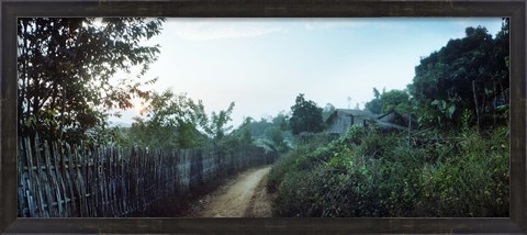 Framed Dirt road passing through an indigenous village, Chiang Mai, Thailand Print