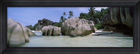 Framed Granite rocks at the coast, Anse Source d&#39;Argent, La Digue Island, Seychelles Print