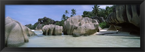 Framed Granite rocks at the coast, Anse Source d&#39;Argent, La Digue Island, Seychelles Print