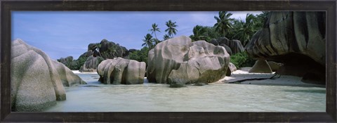 Framed Granite rocks at the coast, Anse Source d&#39;Argent, La Digue Island, Seychelles Print
