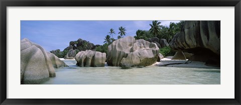 Framed Granite rocks at the coast, Anse Source d&#39;Argent, La Digue Island, Seychelles Print