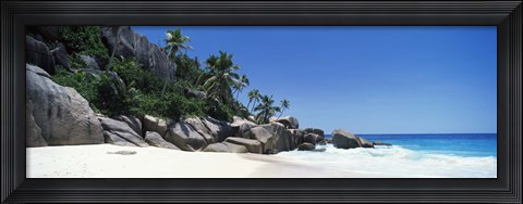 Framed Rock formations on the coast, Anse Marron, La Digue Island, Seychelles Print