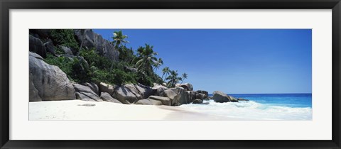 Framed Rock formations on the coast, Anse Marron, La Digue Island, Seychelles Print