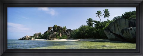 Framed Rock formations on the coast, Anse Source d&#39;Argent, La Digue Island, Seychelles Print