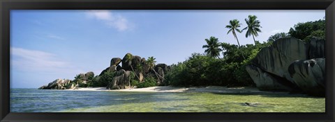 Framed Rock formations on the coast, Anse Source d&#39;Argent, La Digue Island, Seychelles Print