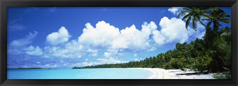 Framed Clouds over an island, Akaiami, Aitutaki, Cook Islands Print