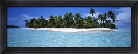 Framed Tapuaetai Motu from the Lagoon, Aitutaki, Cook Islands Print