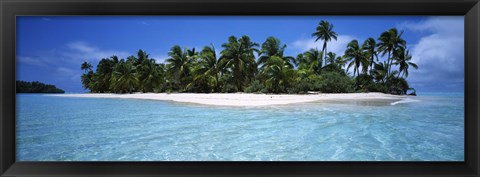 Framed Tapuaetai Motu from the Lagoon, Aitutaki, Cook Islands Print