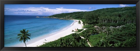 Framed High angle view of Grand Anse Beach, La Digue Island, Seychelles Print