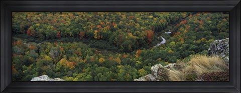Framed Fall colors on mountains near Lake of the Clouds, Ontonagon County, Upper Peninsula, Michigan, USA Print