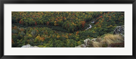 Framed Fall colors on mountains near Lake of the Clouds, Ontonagon County, Upper Peninsula, Michigan, USA Print