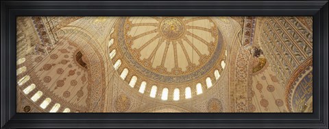 Framed Interiors of a Blue Mosque, Istanbul, Turkey Print