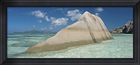 Framed Boulders on the beach, Anse Source d&#39;Argent, La Digue Island, Seychelles Print
