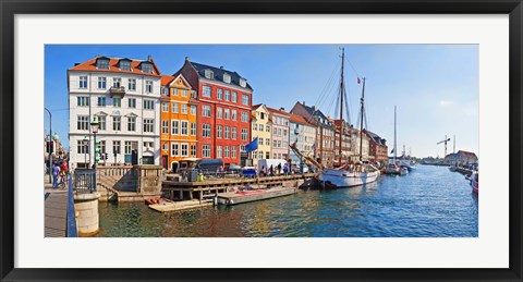 Framed Buildings along a canal with boats, Nyhavn, Copenhagen, Denmark Print