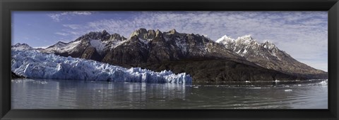 Framed Lago Grey and Grey Glacier with Paine Massif, Torres Del Paine National Park, Magallanes Region, Patagonia, Chile Print