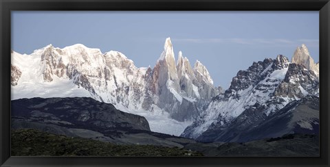 Framed Snowcapped mountain range, Mt Fitzroy, Argentine Glaciers National Park, Santa Cruz Province, Patagonia, Argentina Print